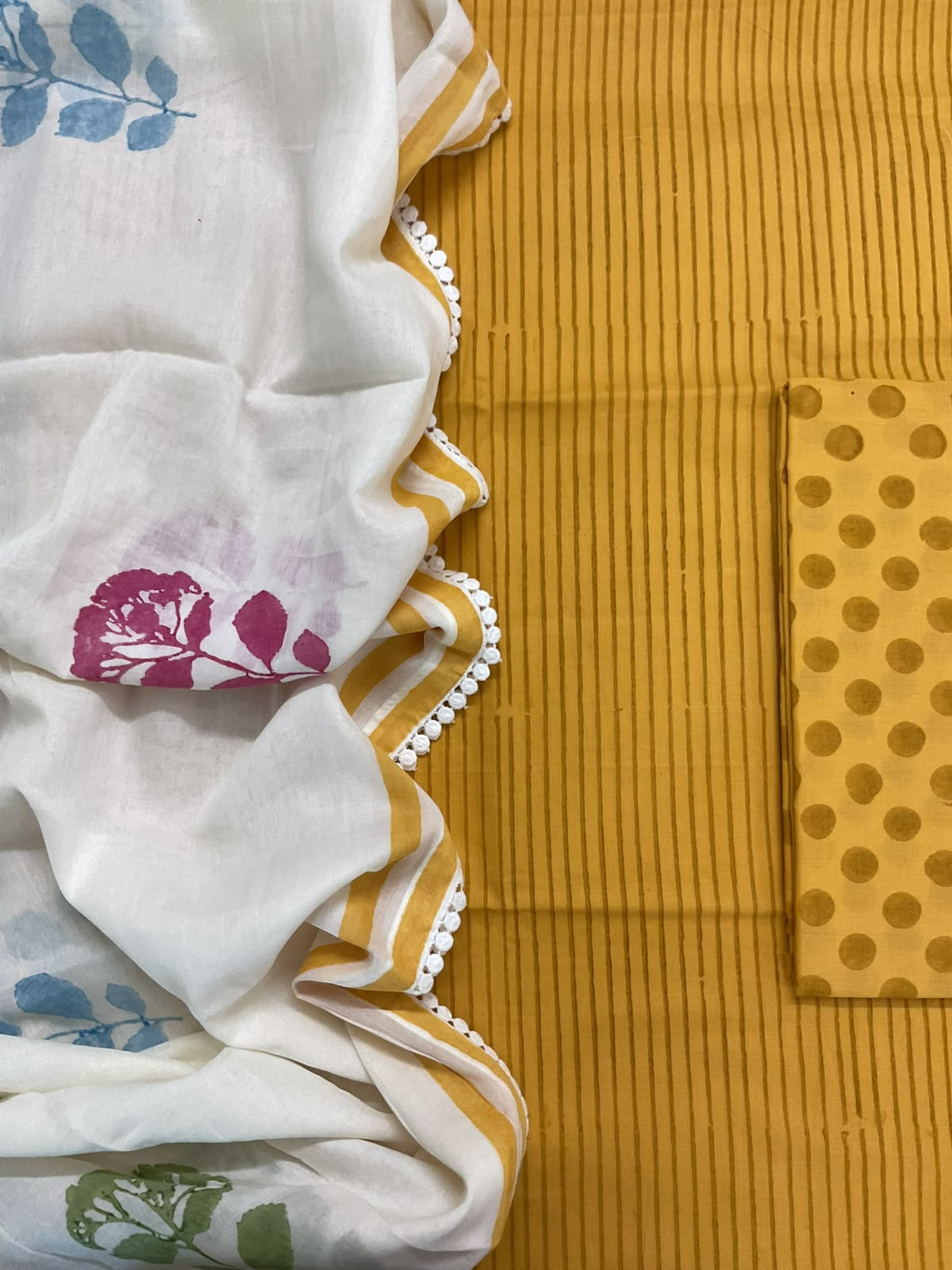 Pure Fine Cotton Printed Suit - Yellow