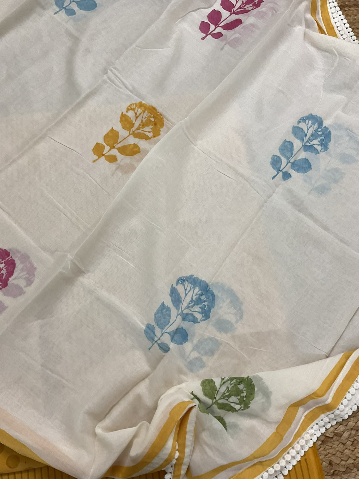 Pure Fine Cotton Printed Suit - Yellow