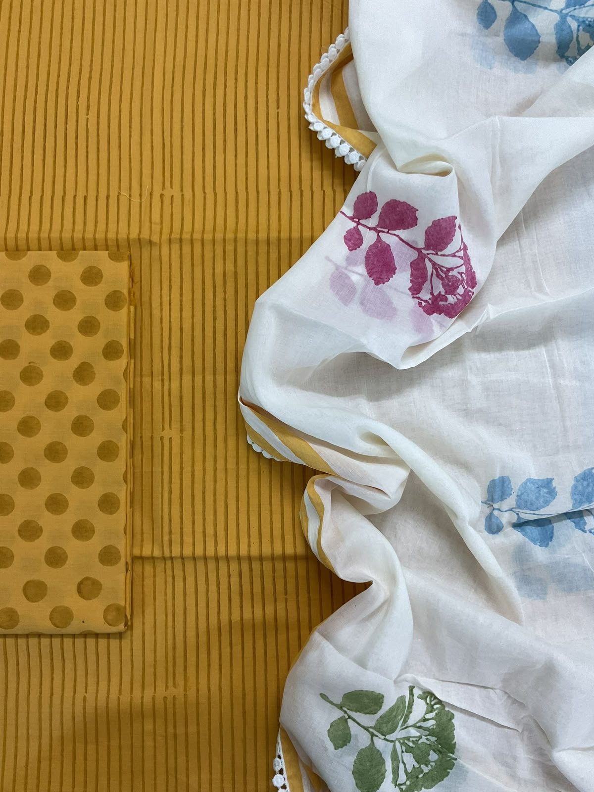 Pure Fine Cotton Printed Suit - Yellow