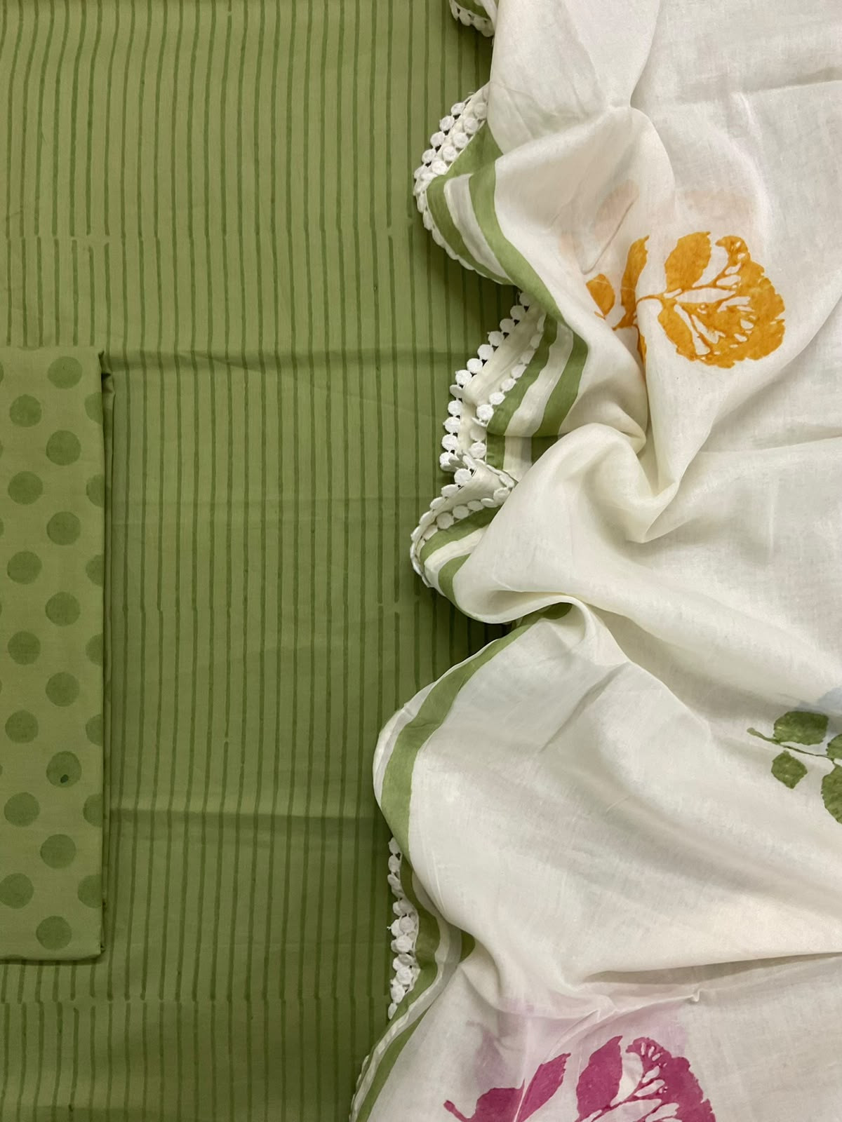 Pure Fine Cotton Printed Suit - Green