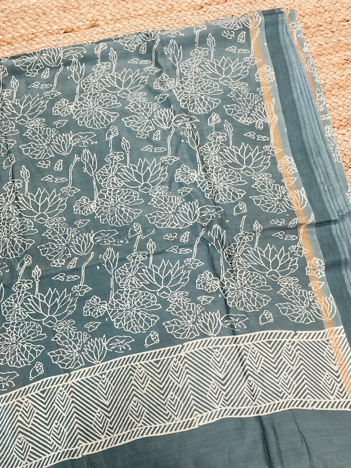 Pure Mul Chanderi Printed Suit - Grey