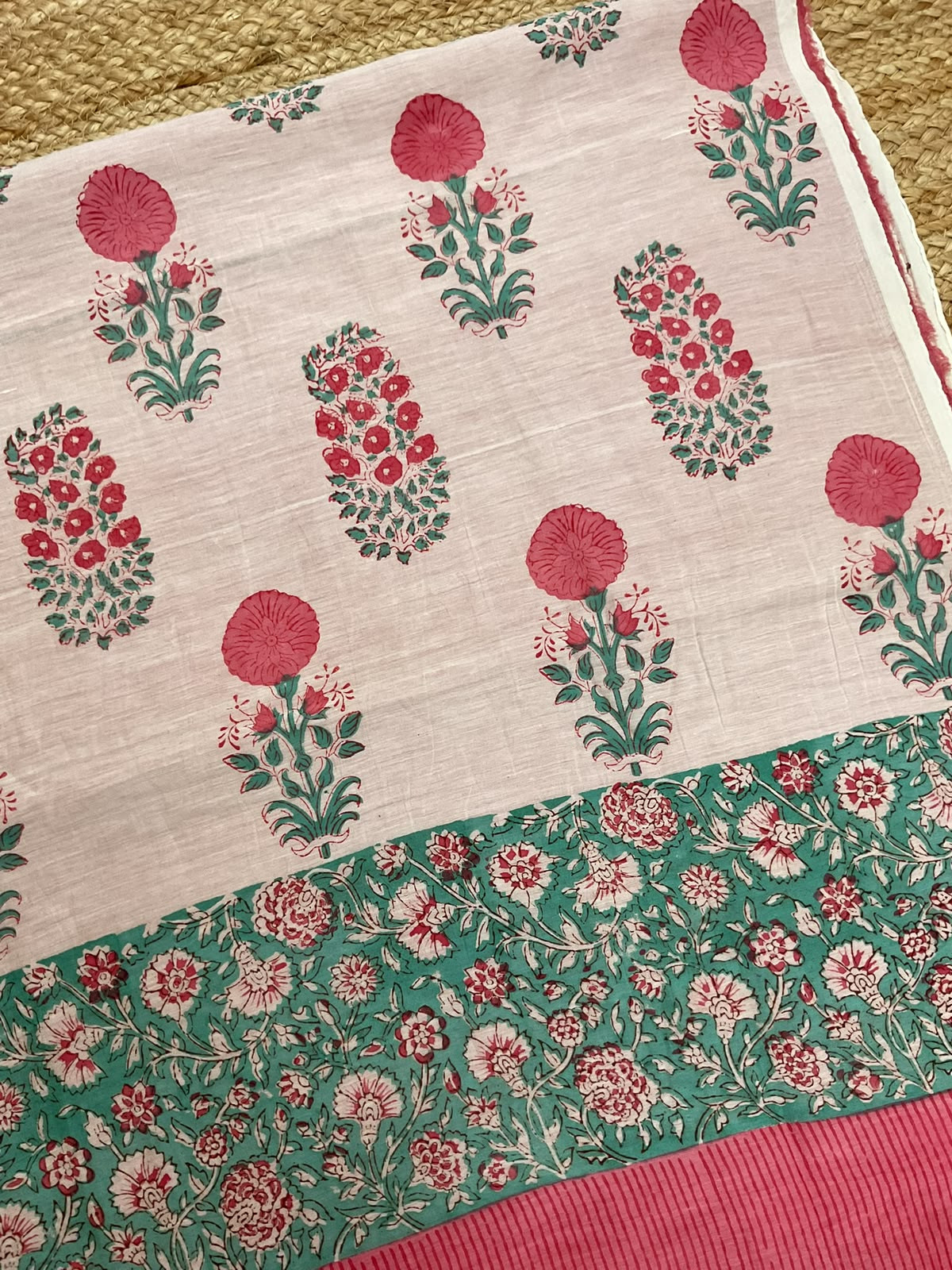 Pure Mul Chanderi Printed Suit - Cream