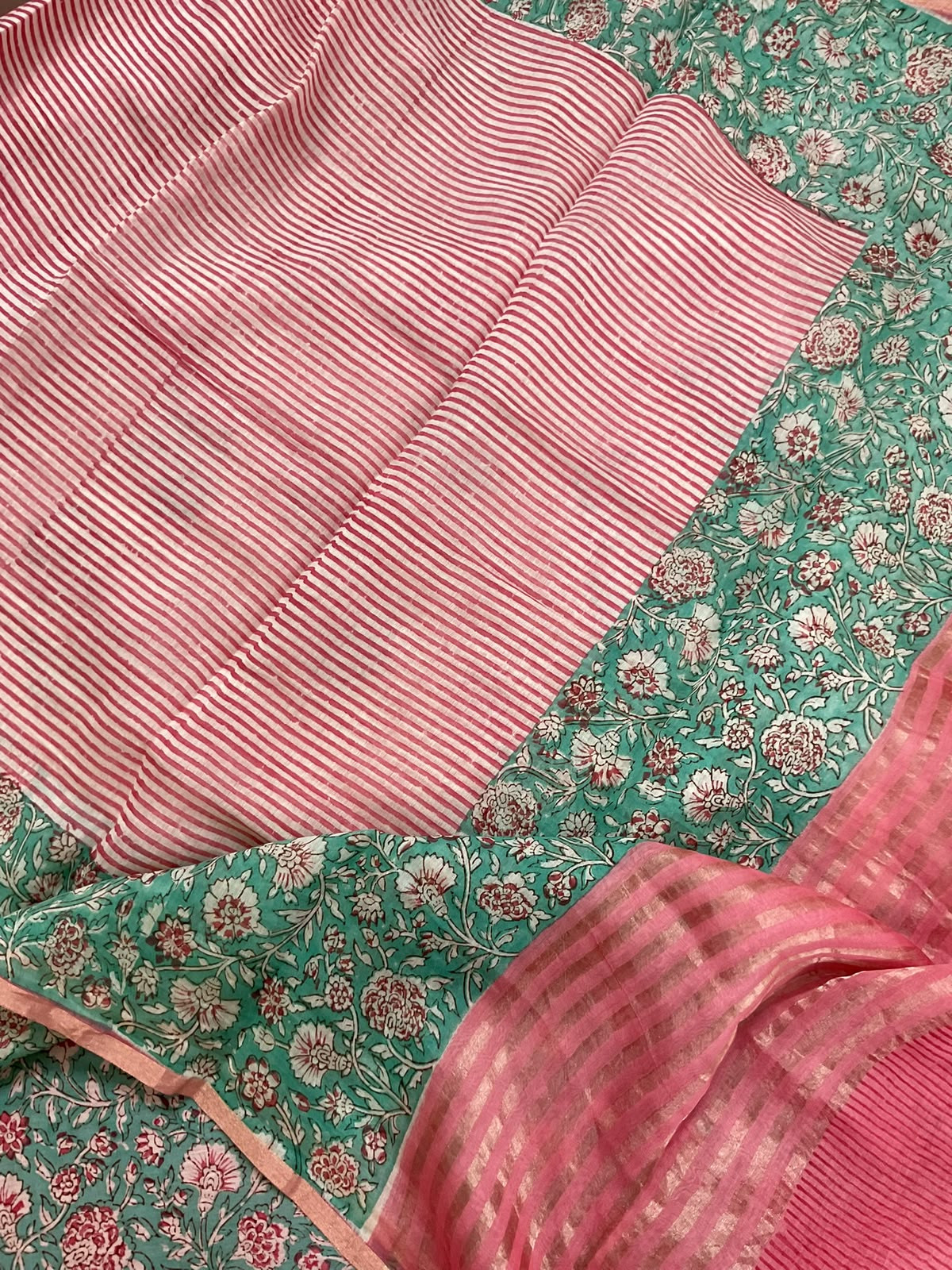 Pure Mul Chanderi Printed Suit - Cream