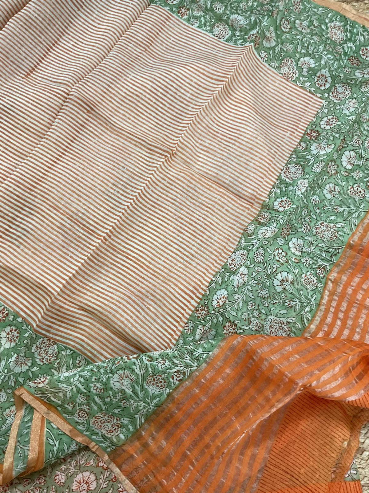 Pure Mul Chanderi Printed Suit - Cream