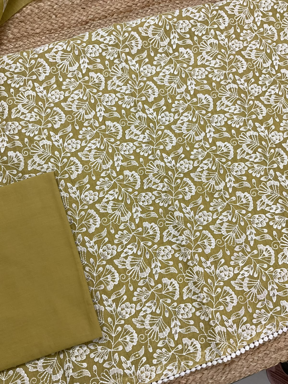 Pure Slub Chanderi Embroidered Suit - Yellow