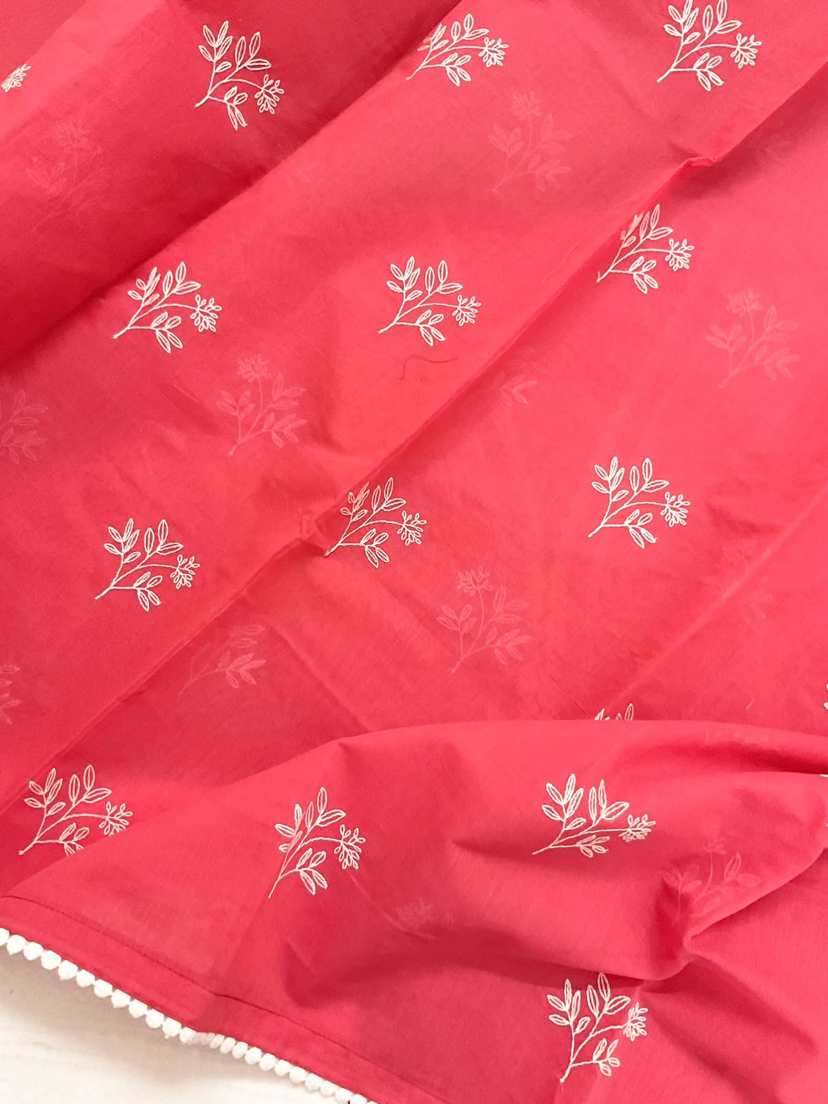 Soft Chanderi Embroidered Suit - Red
