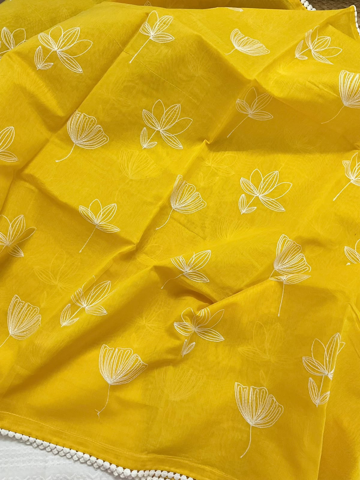 Soft Chanderi Embroidered Suit - Yellow