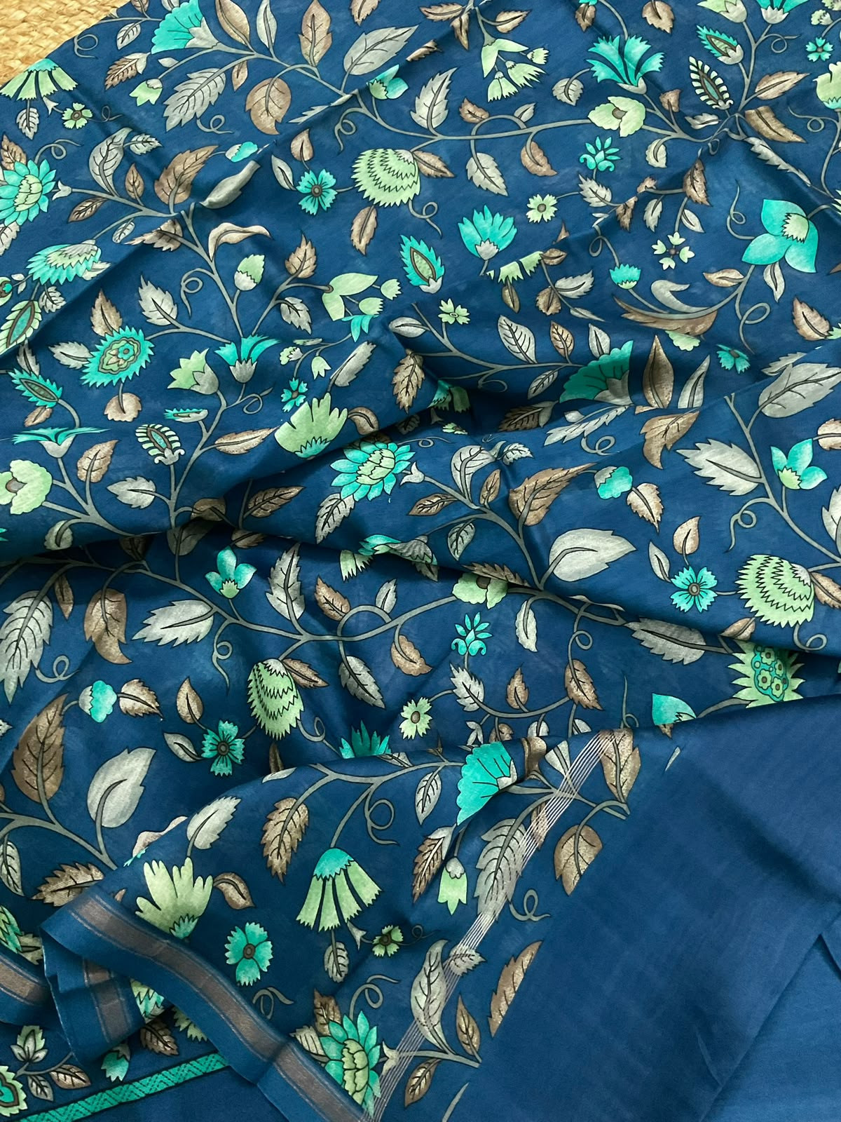 Pure Mul Chanderi Printed Suit - Blue