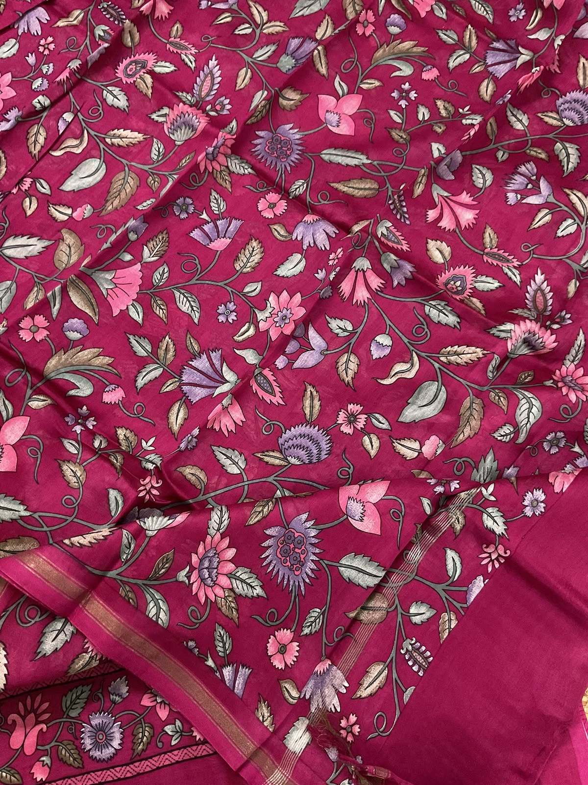 Pure Mul Chanderi Printed Suit - Pink