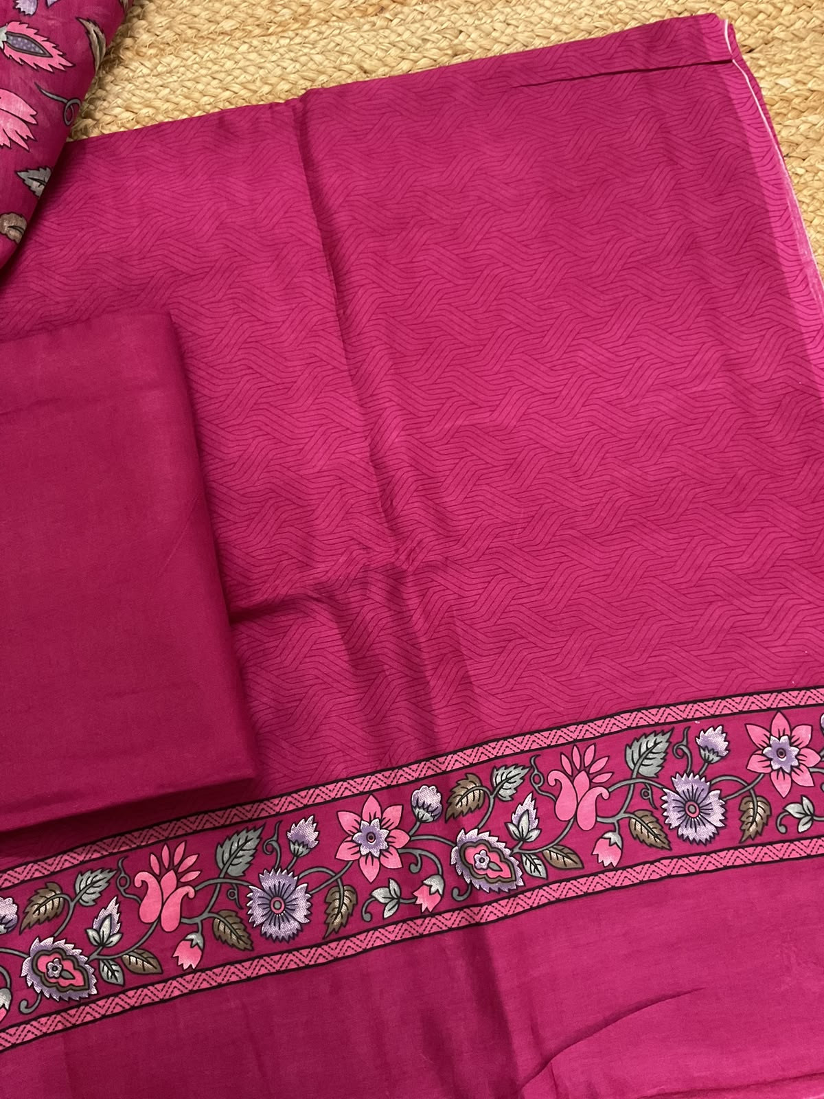 Pure Mul Chanderi Printed Suit - Pink
