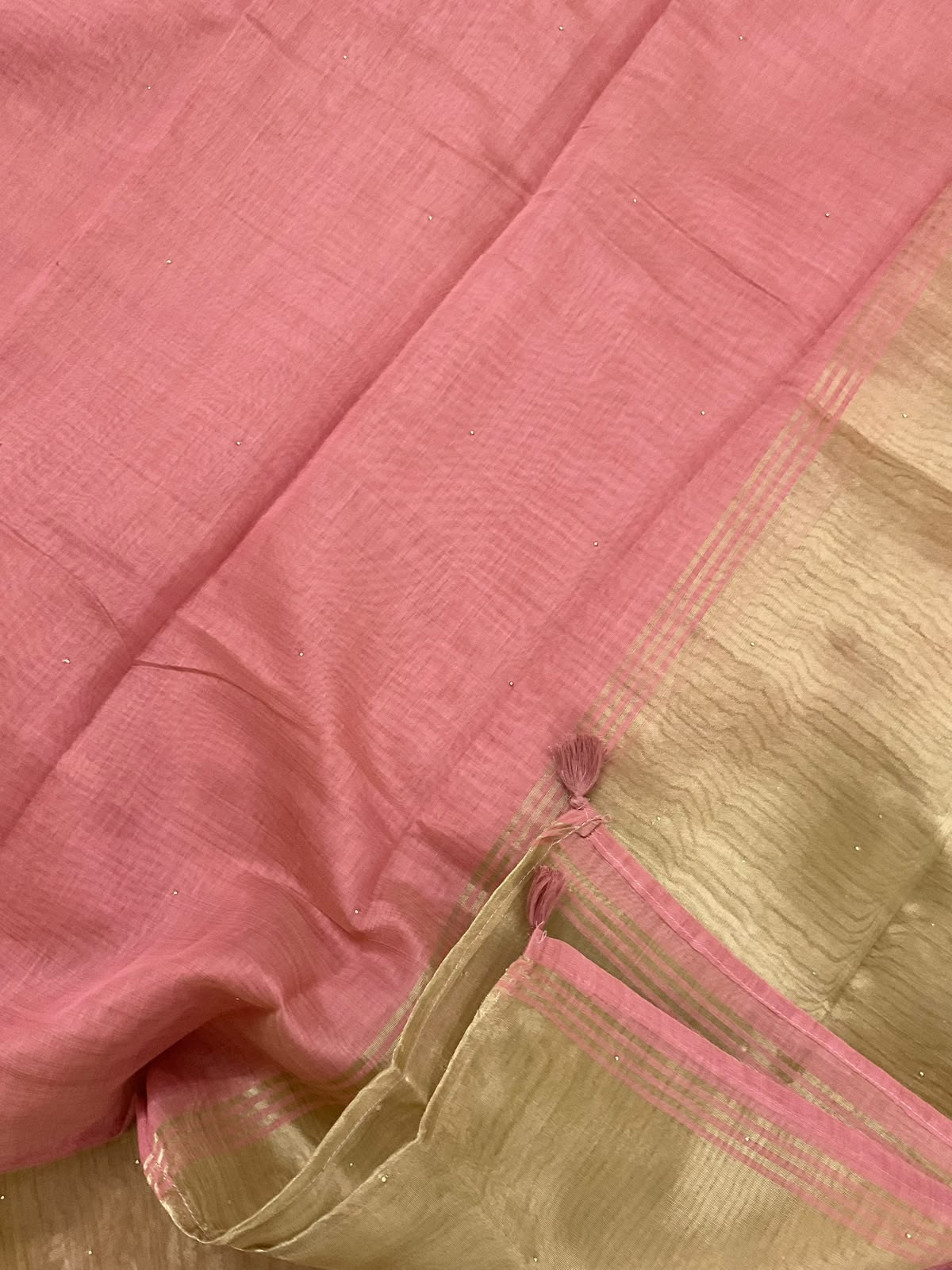 Soft Kora Chanderi Banarasi Weaved Embroidered Suit - Pink