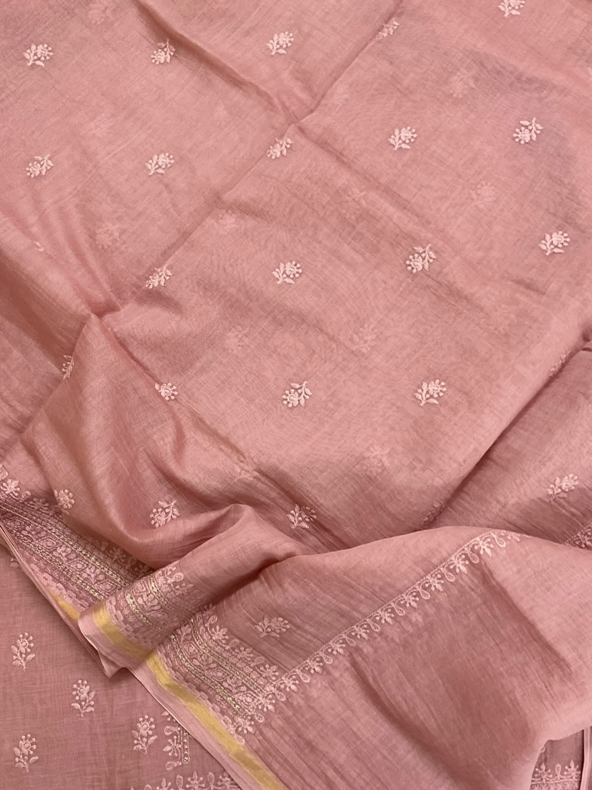 Pure Mul Chanderi Embroidered Suit - Onion Pink