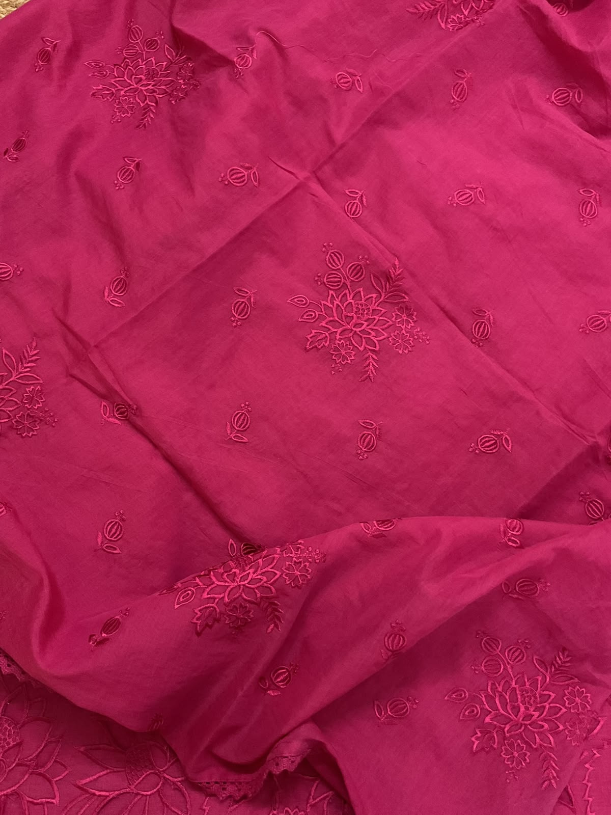 Pure Chanderi Embroidered Suit - Pink