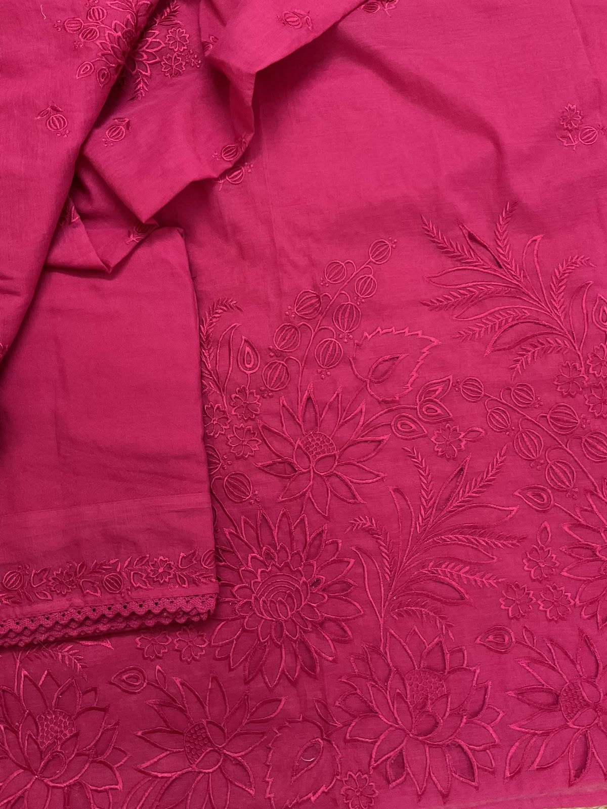 Pure Chanderi Embroidered Suit - Pink