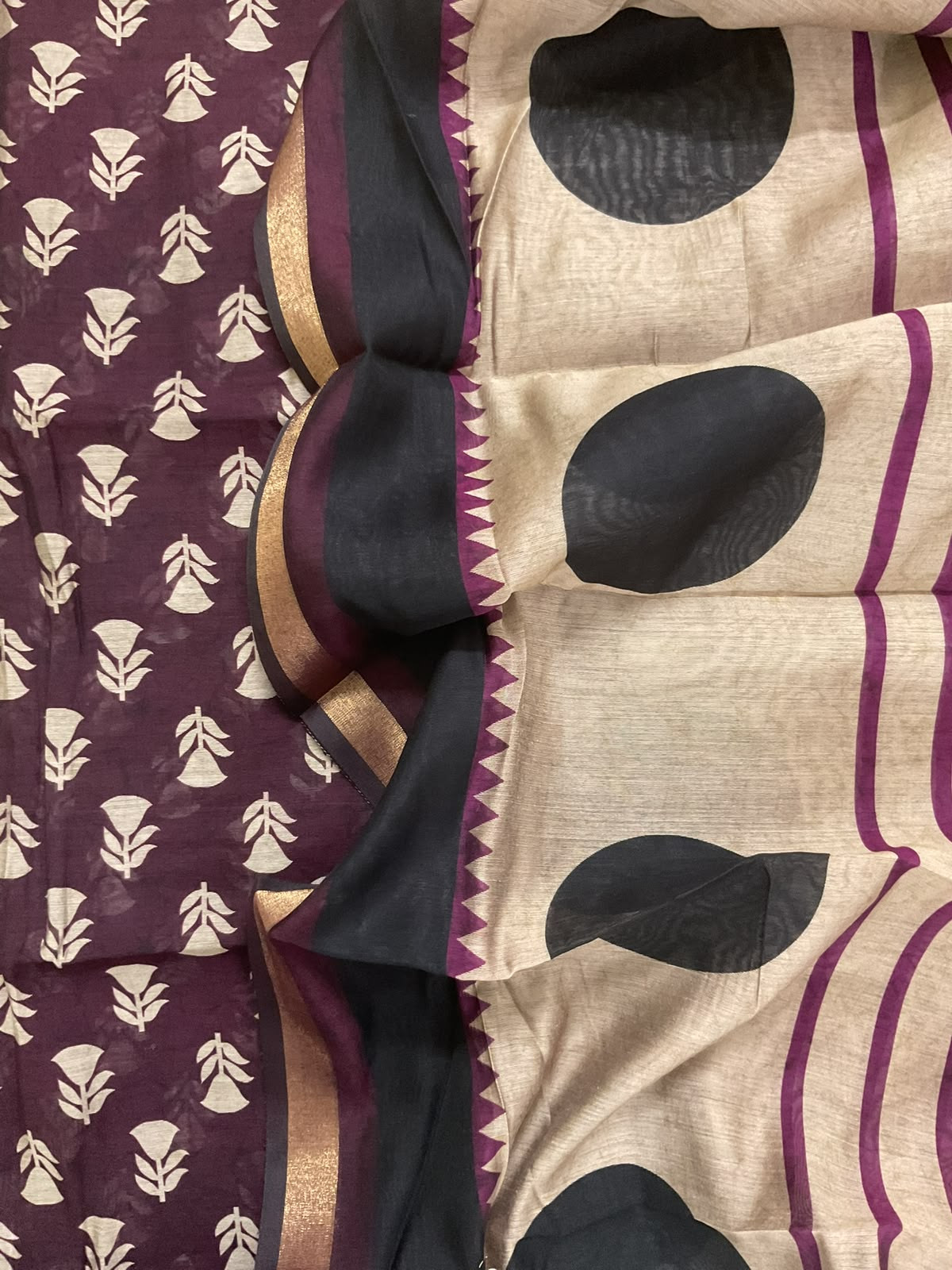Soft Chanderi Printed Suit - Dark Wine