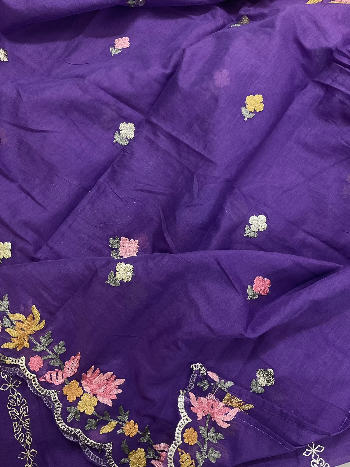 Soft Chanderi Embroidered Suit - Violet