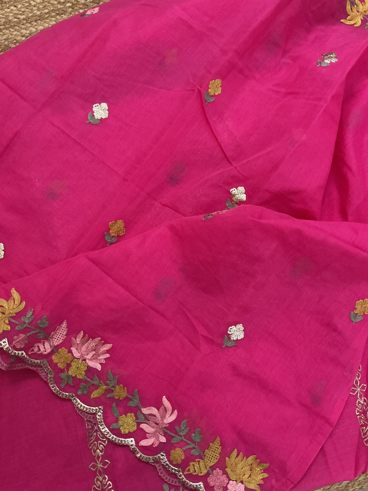 Soft Chanderi Embroidered Suit - Pink