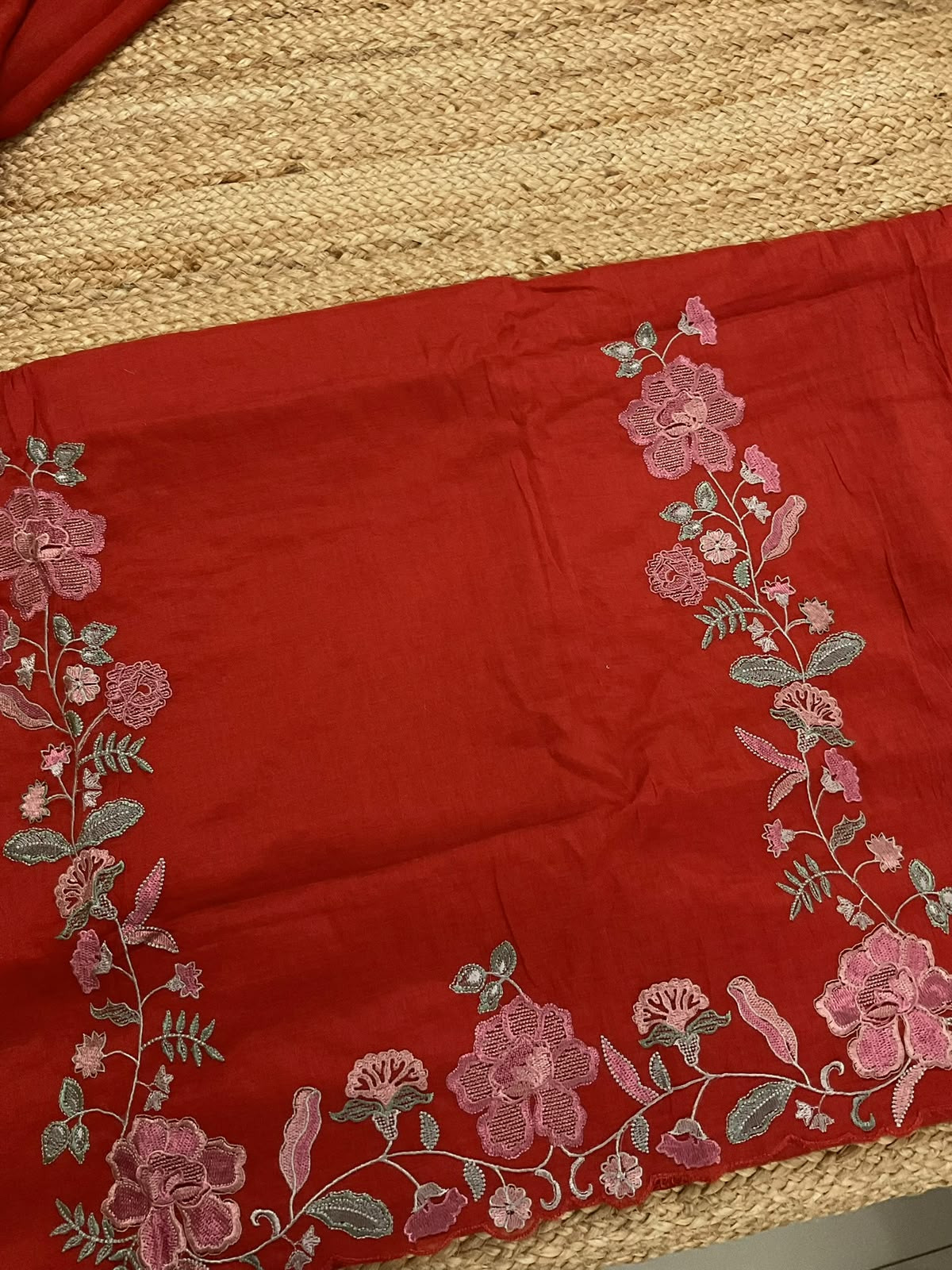 Soft Fine Chanderi Embroidered Suit - Rustic Orange