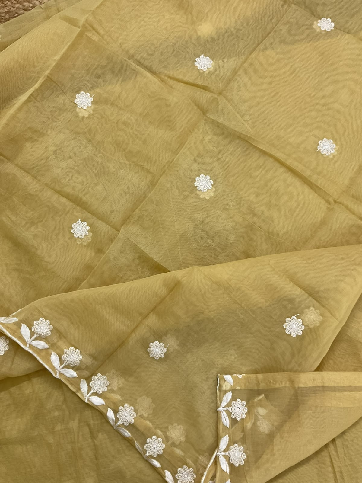 Soft Fine Chanderi Embroidered Suit - Yellow
