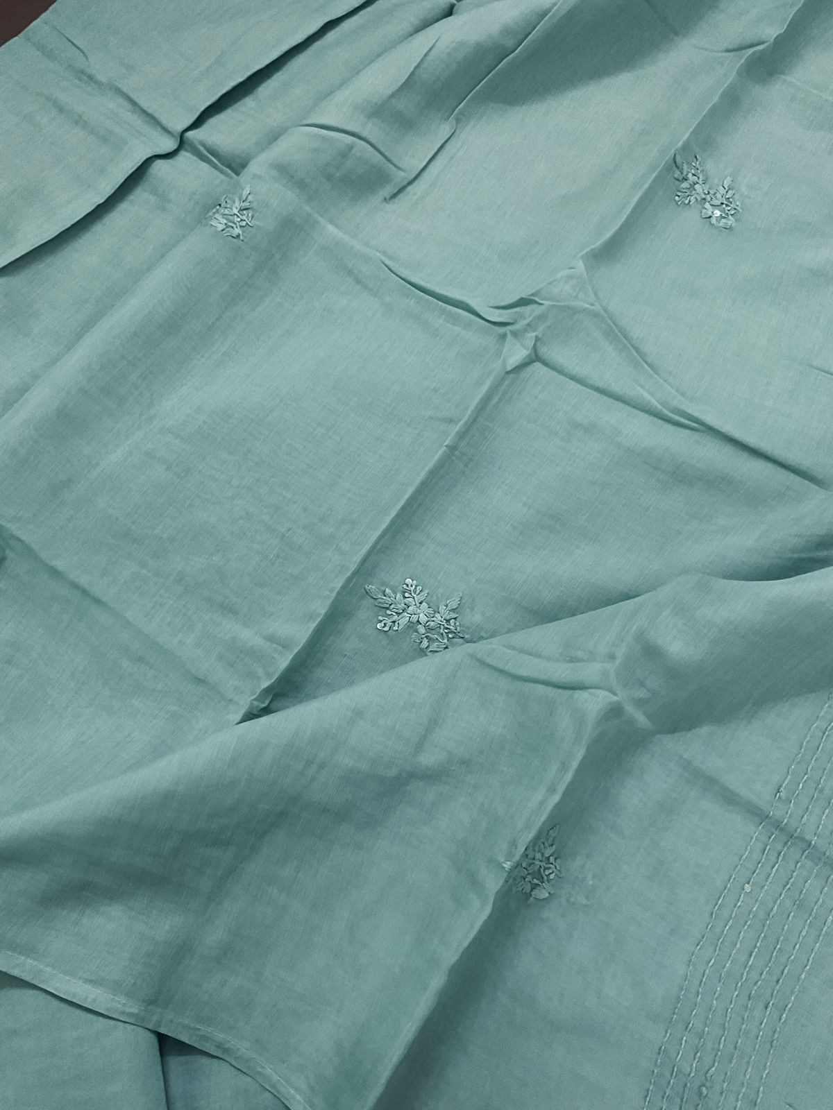 Soft Chanderi Embroidered Suit - Blue