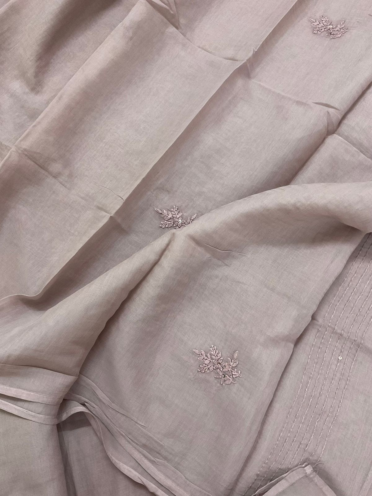 Soft Chanderi Embroidered Suit - Mauve