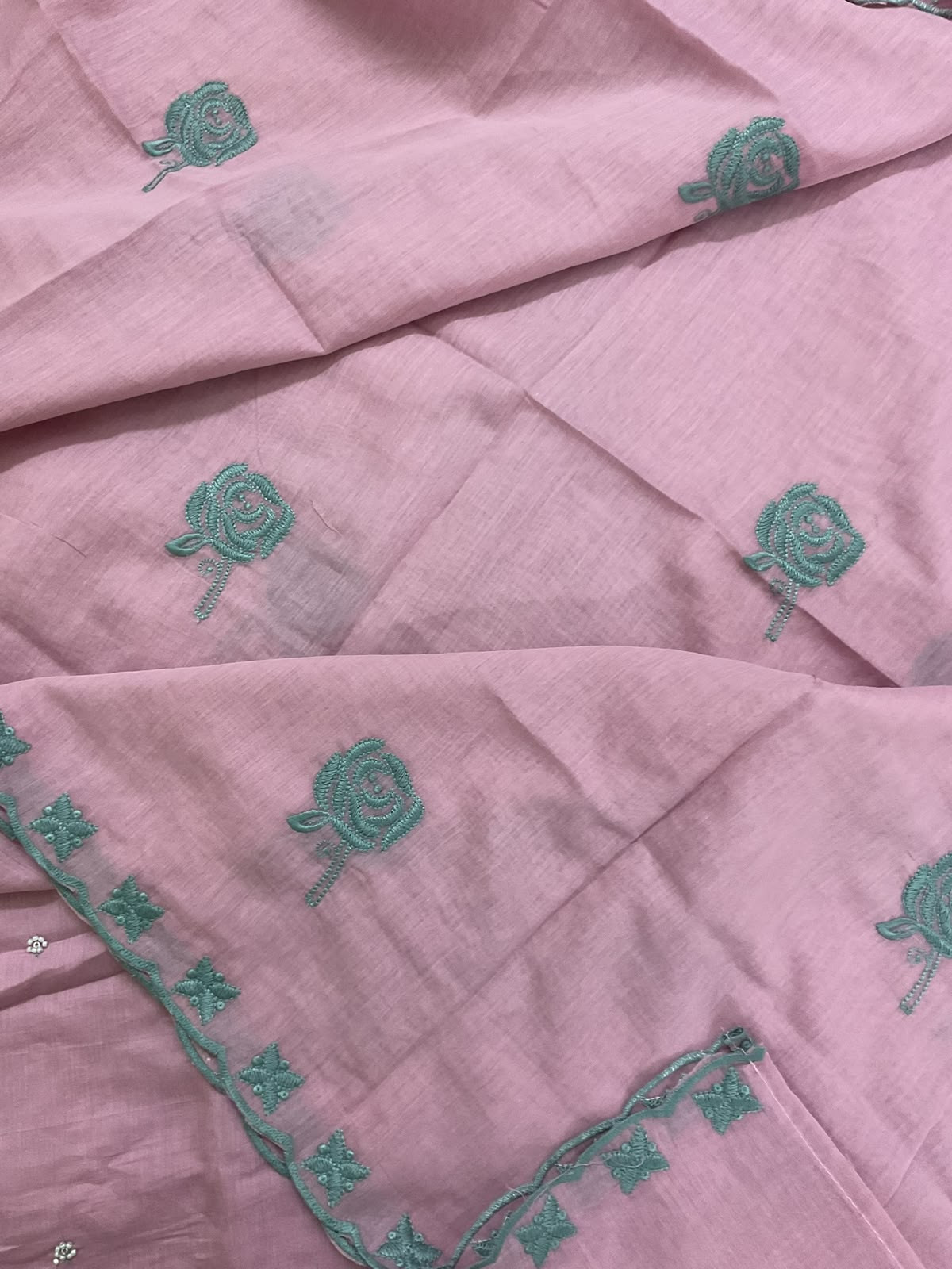 Soft Chanderi Embroidered Suit - Lavender