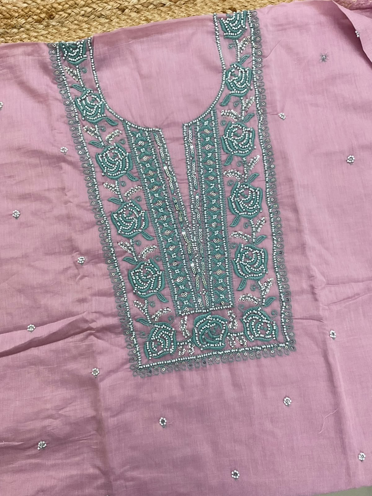 Soft Chanderi Embroidered Suit - Lavender