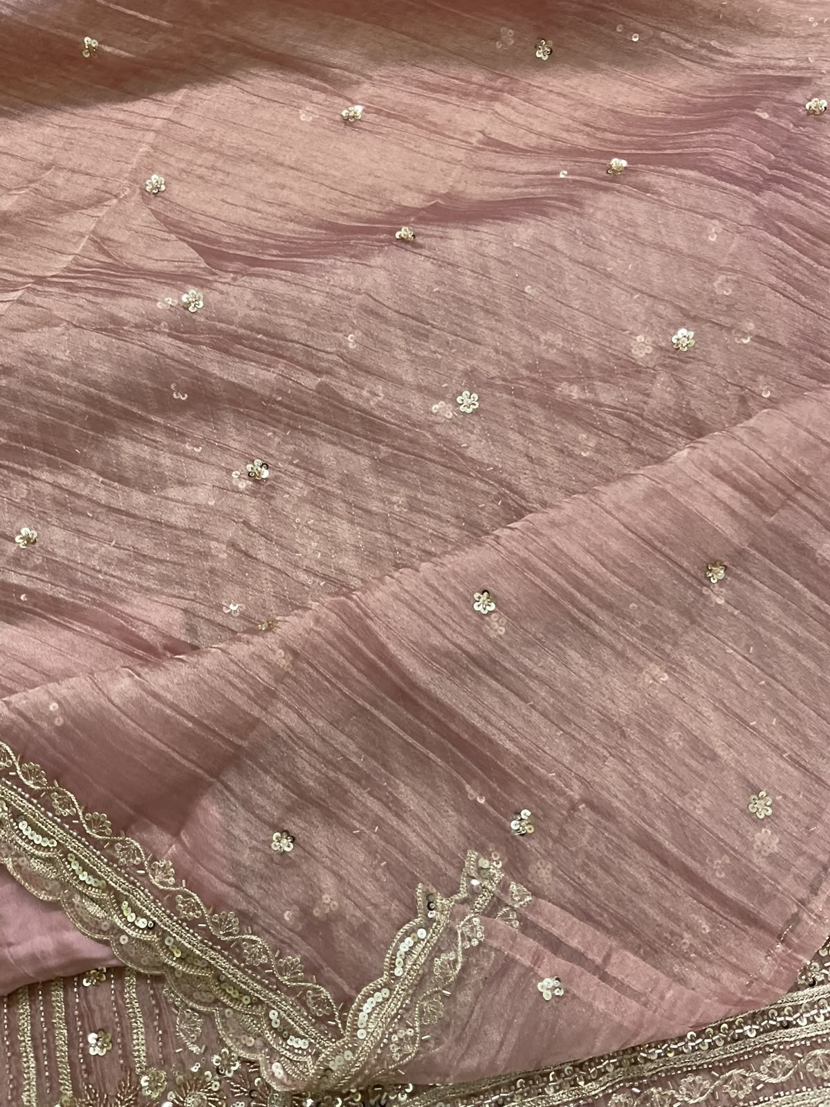 Soft Crushed Tissue Embroidered Suit - Onion Pink
