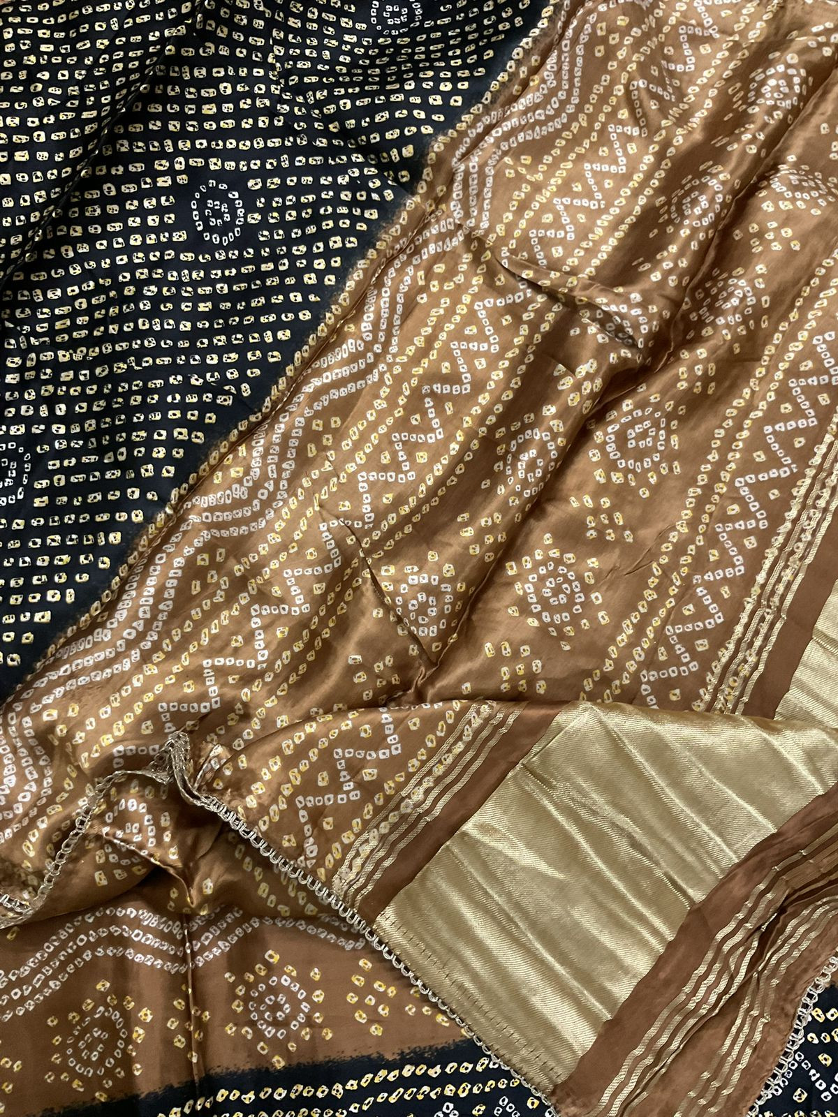 Soft Gajji Silk Printed Embroidered Suit - Brown