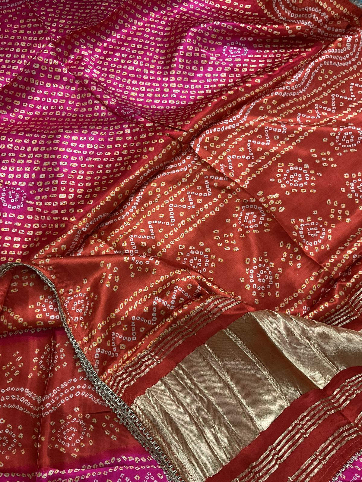 Soft Gajji Silk Printed Embroidered Suit - Orange