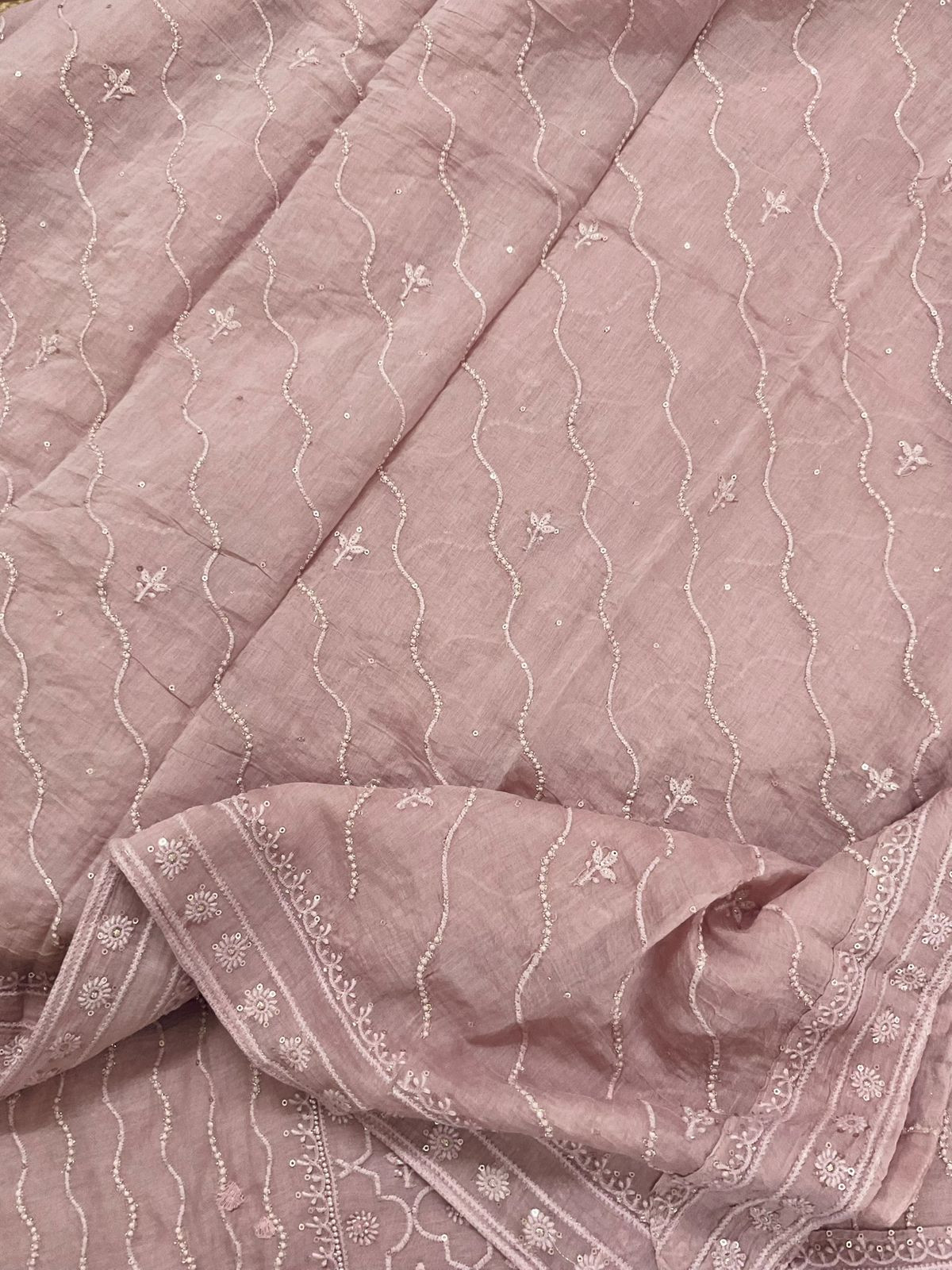 Pure Mul Chanderi Embroidered Suit - Onion Pink