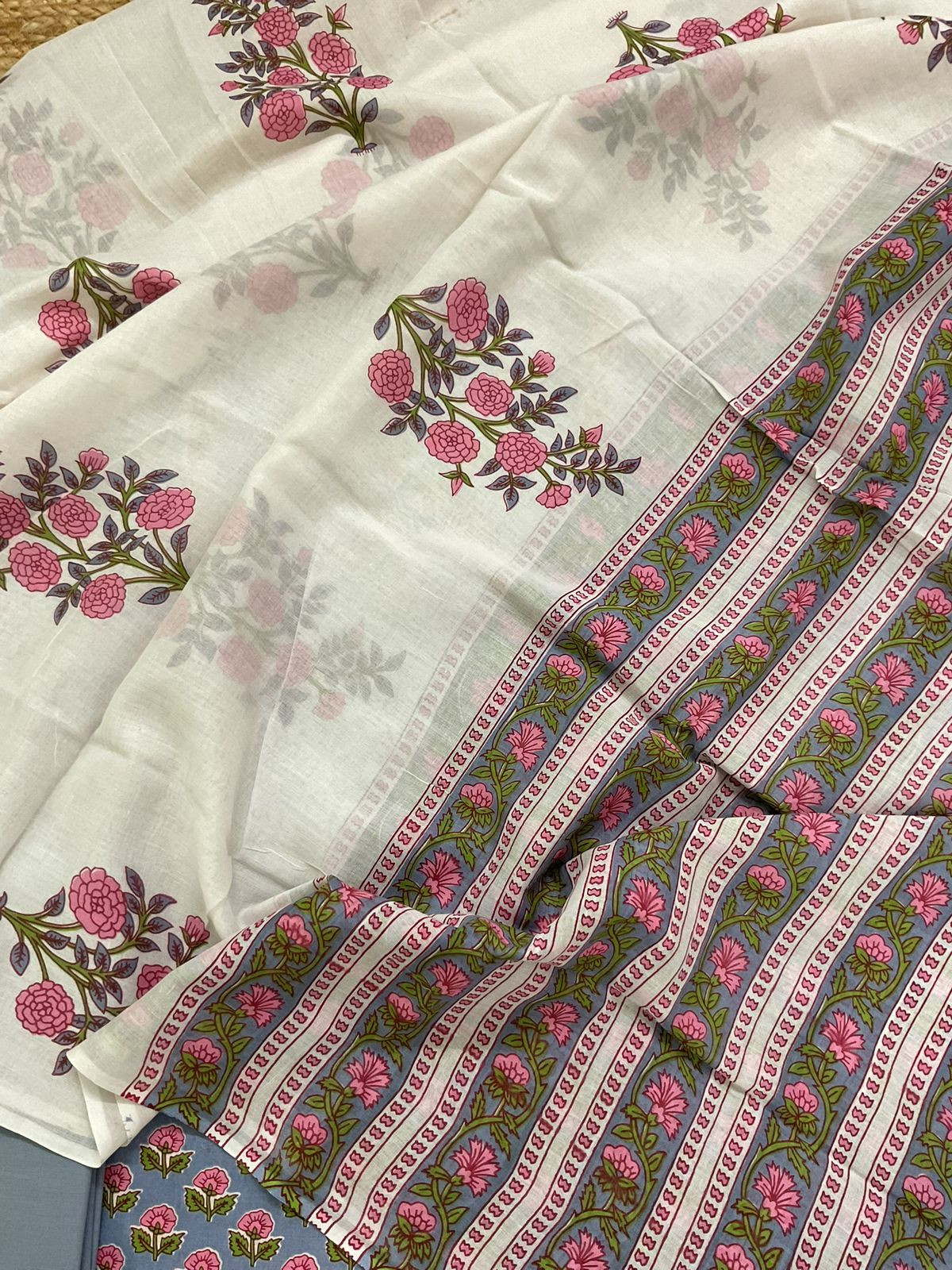 Pure Cotton Printed Embroidered Suit - Lavender