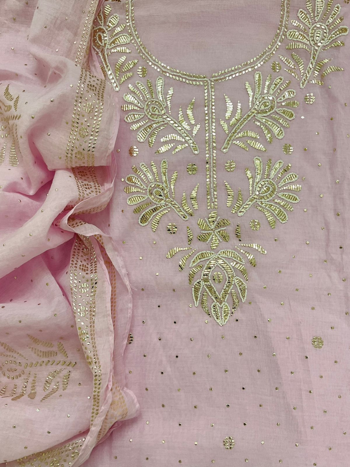 Soft Chanderi Embroidered Suit - Lilac