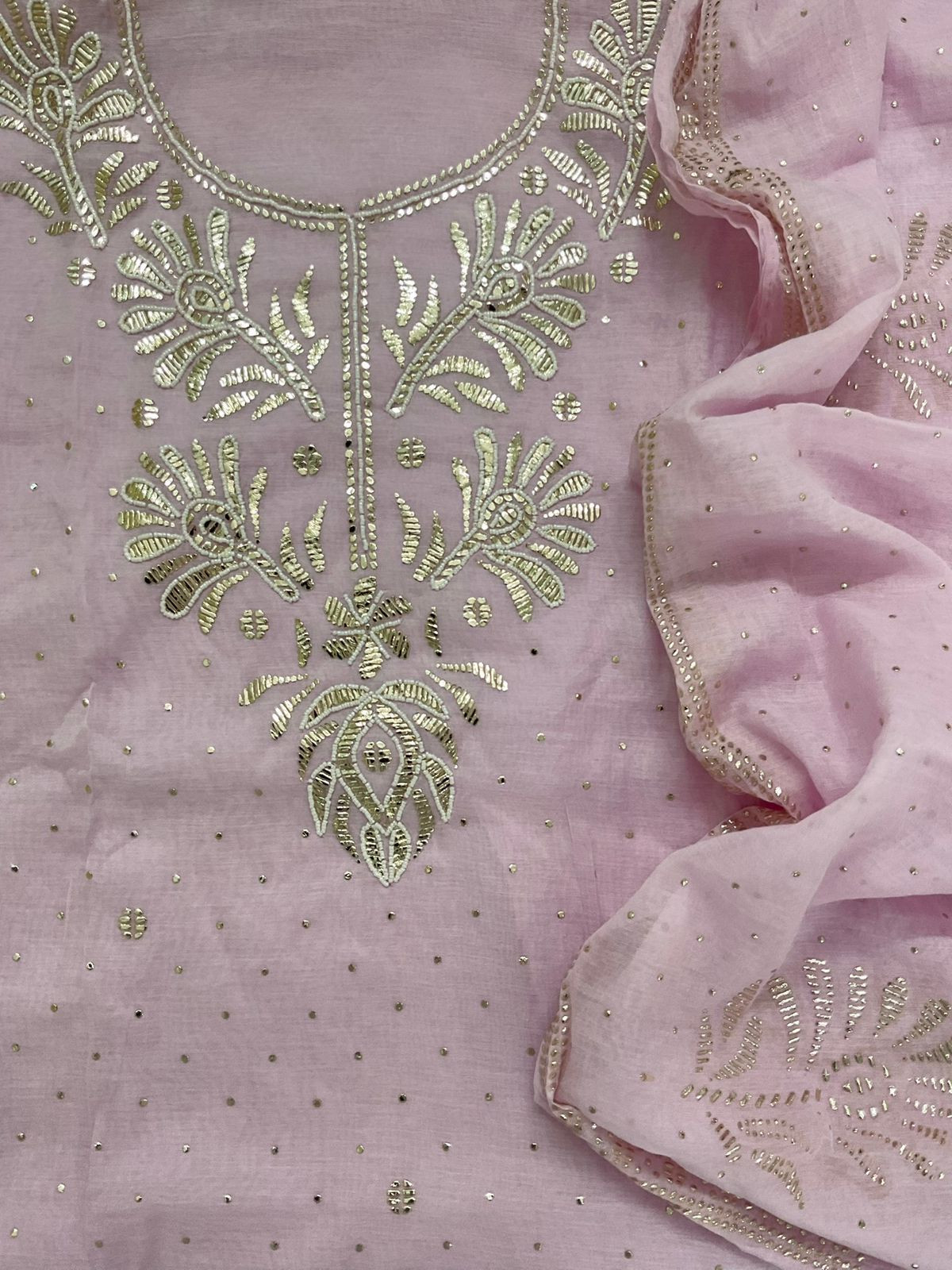 Soft Chanderi Embroidered Suit - Lilac