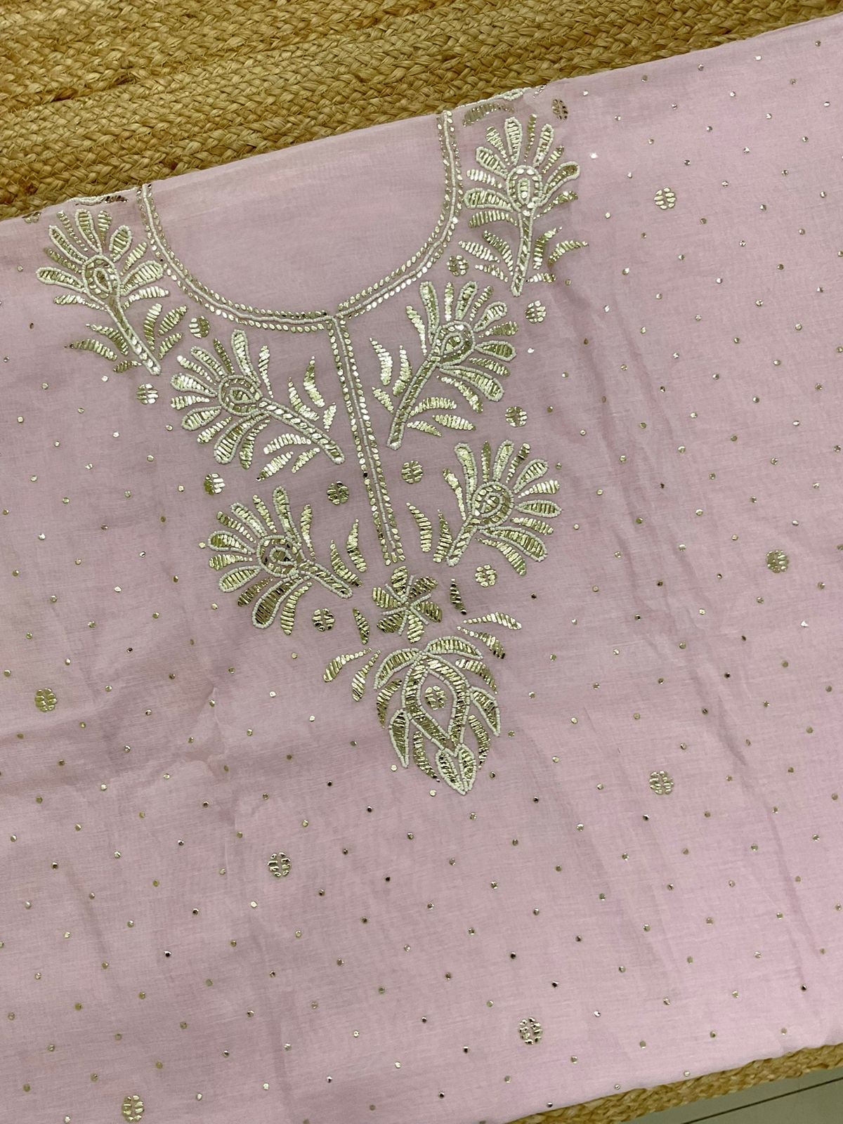 Soft Chanderi Embroidered Suit - Lilac