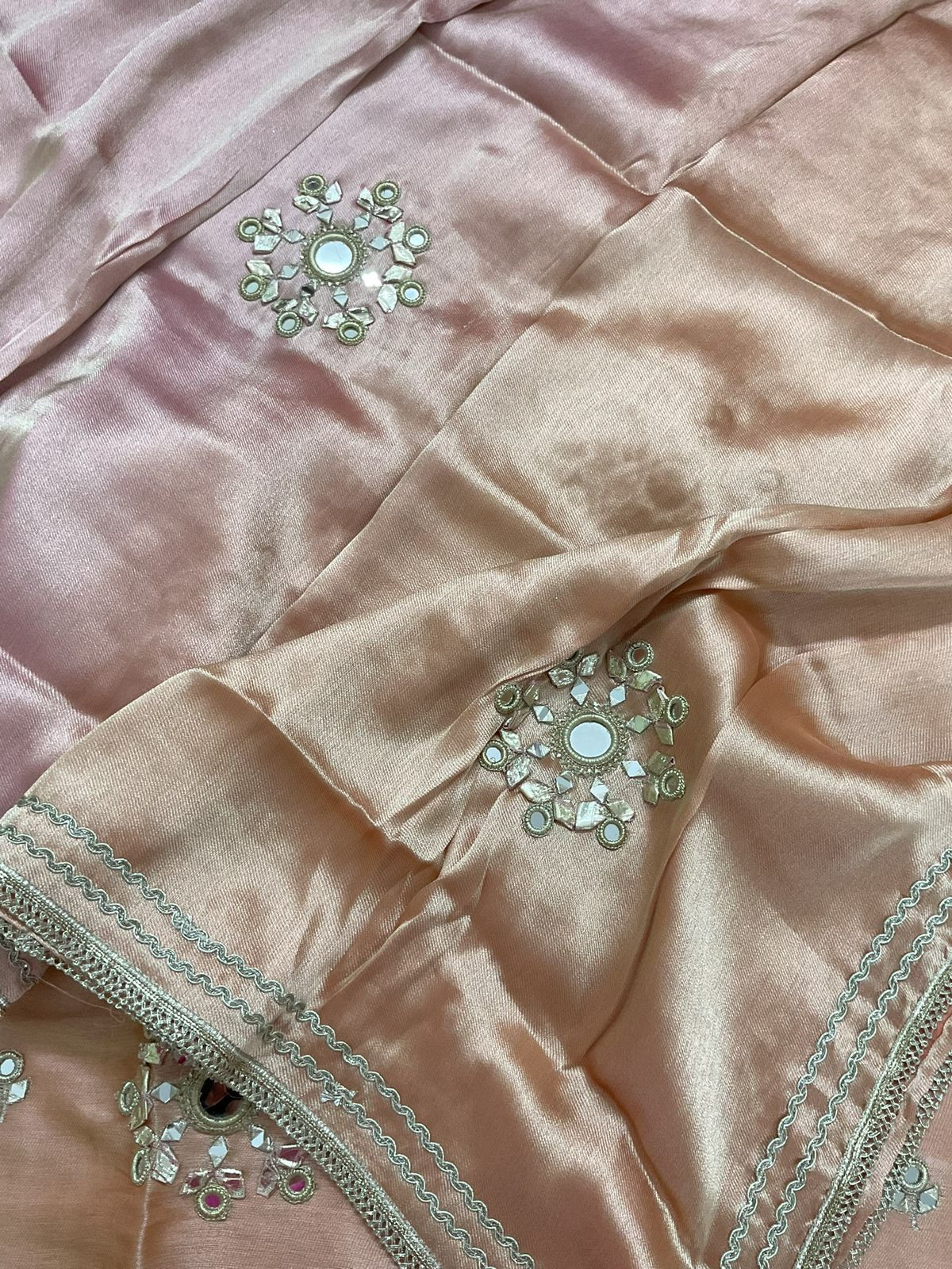 Soft Tissue Cotton Silk Embroidered Suit - Pink