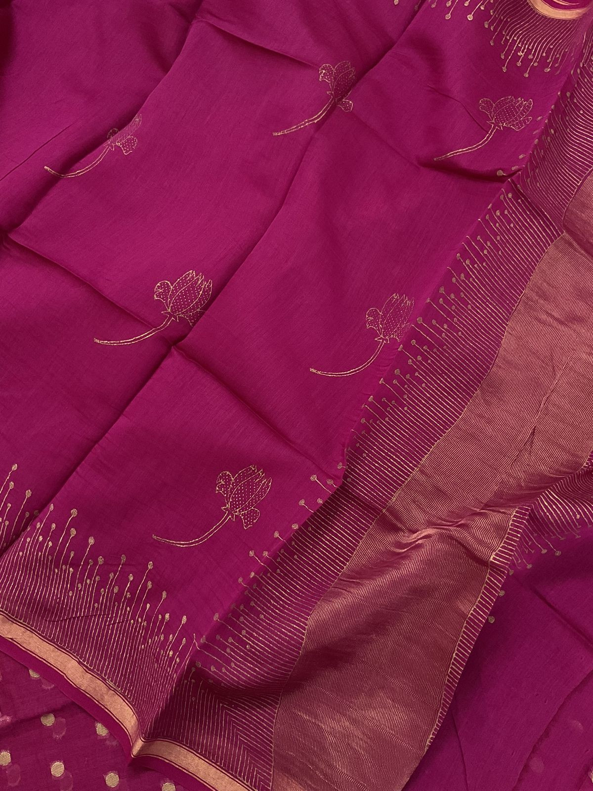 Pure Mul Chanderi Printed Banarasi Weaved Suit - Pink