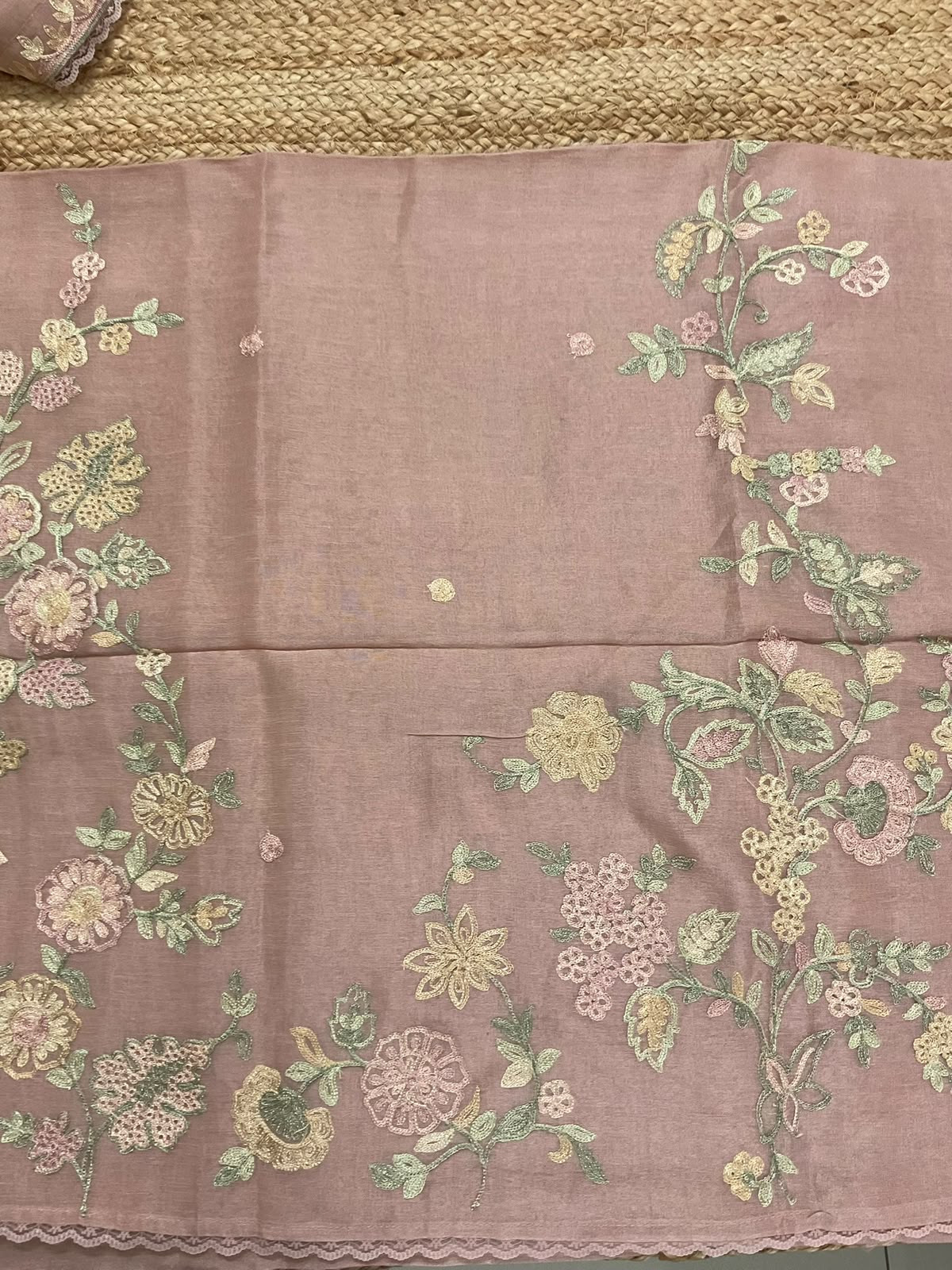 Pure Tissue Chanderi Embroidered Suit - Onion Pink