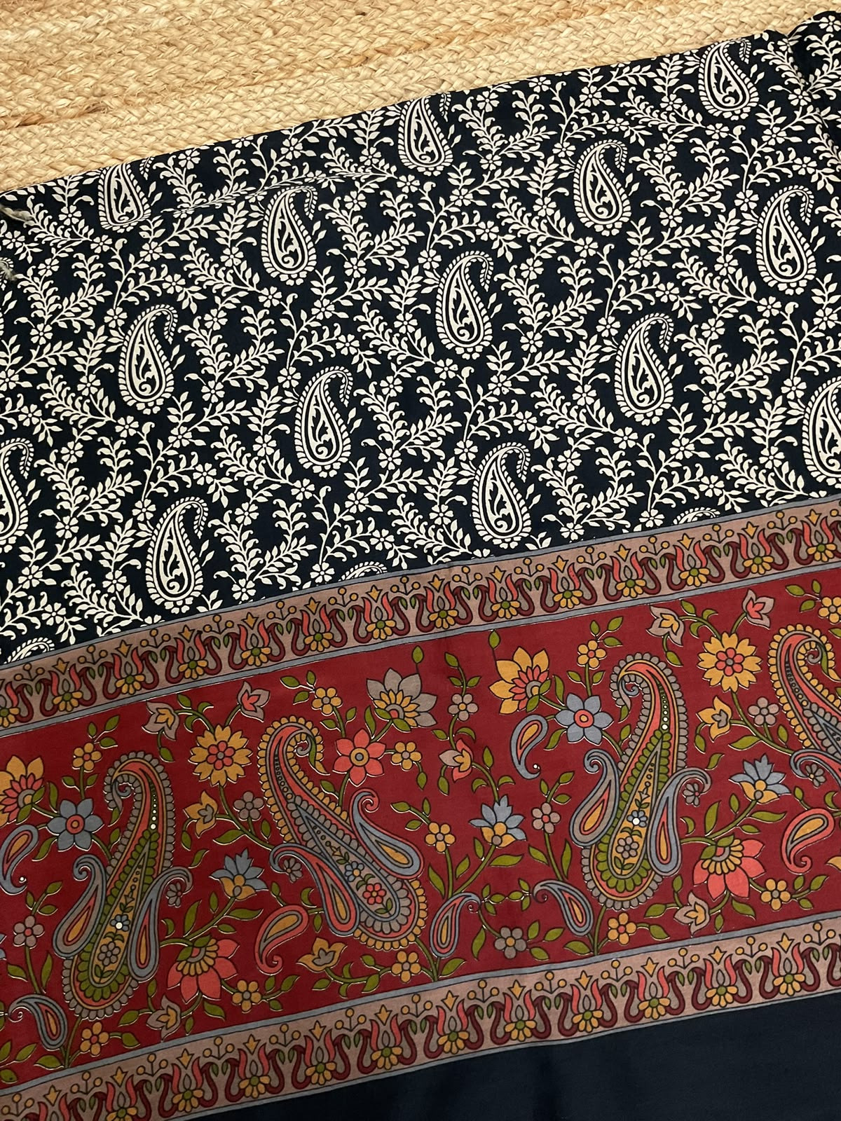 Pure Chanderi Printed Suit - Black