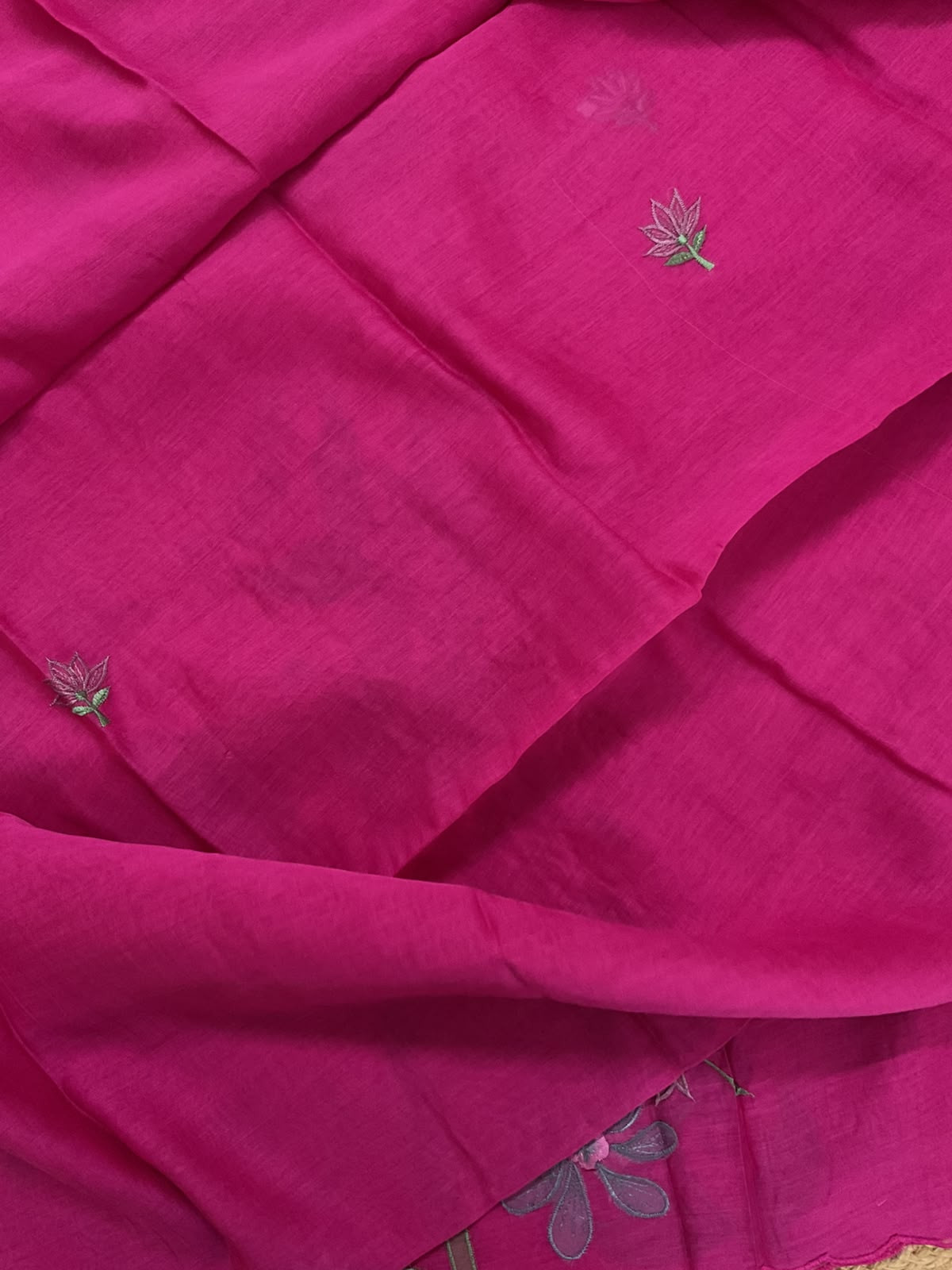 Pure Mul Chanderi Embroidered Suit - Pink