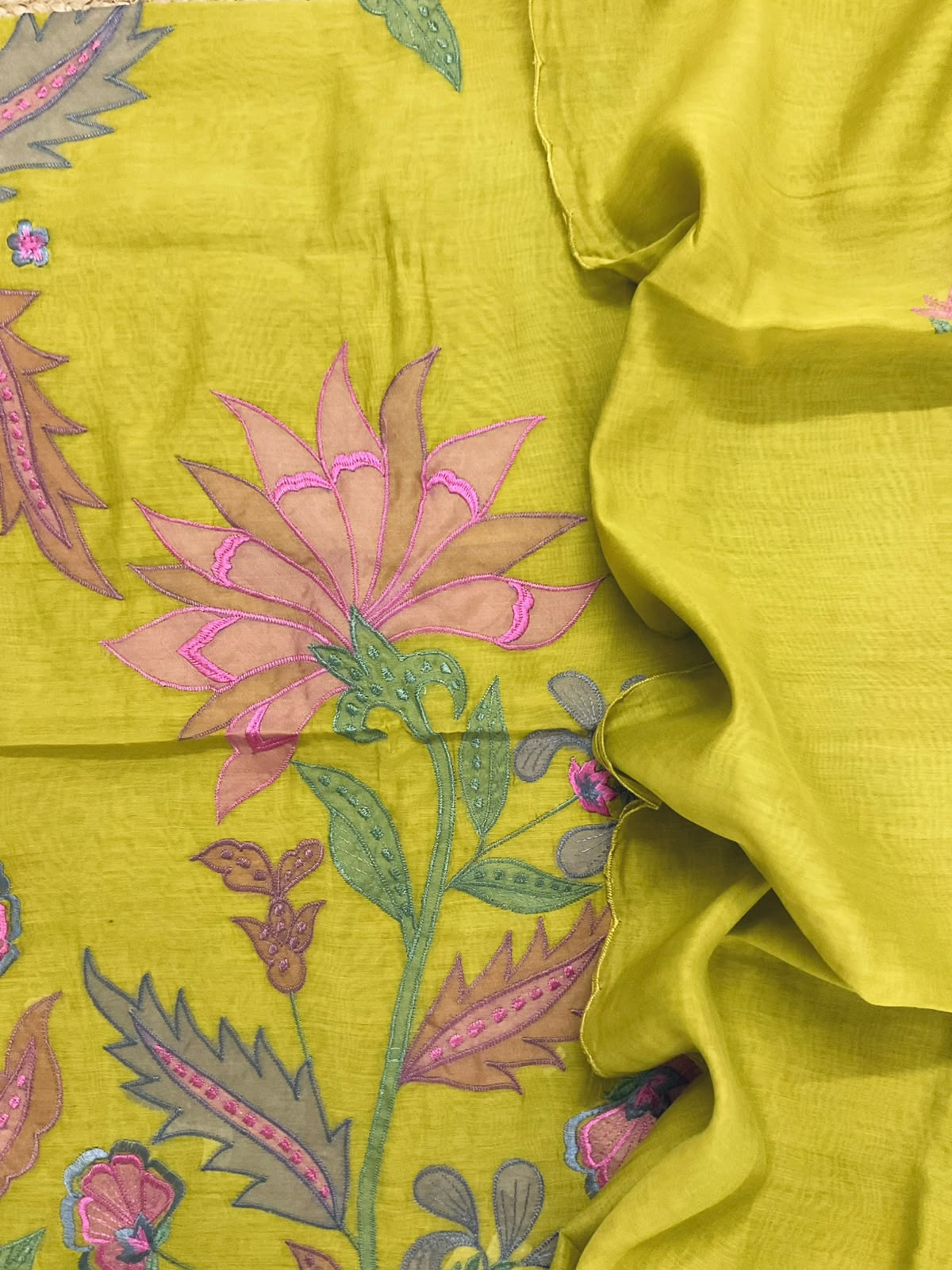 Pure Mul Chanderi Embroidered Suit - Green