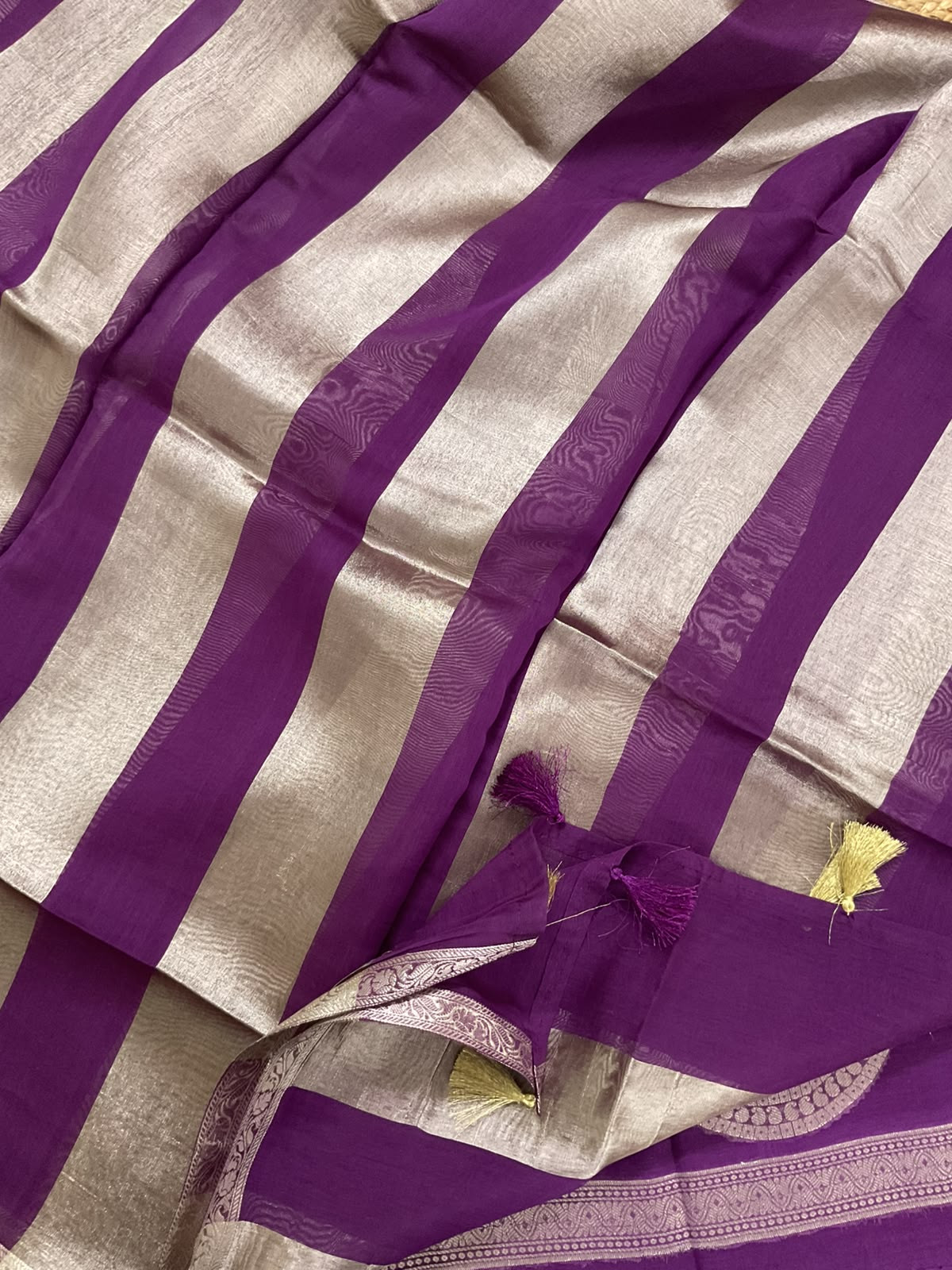 Pure Mul Chanderi Tissue Banarasi Weaved Suit - Violet