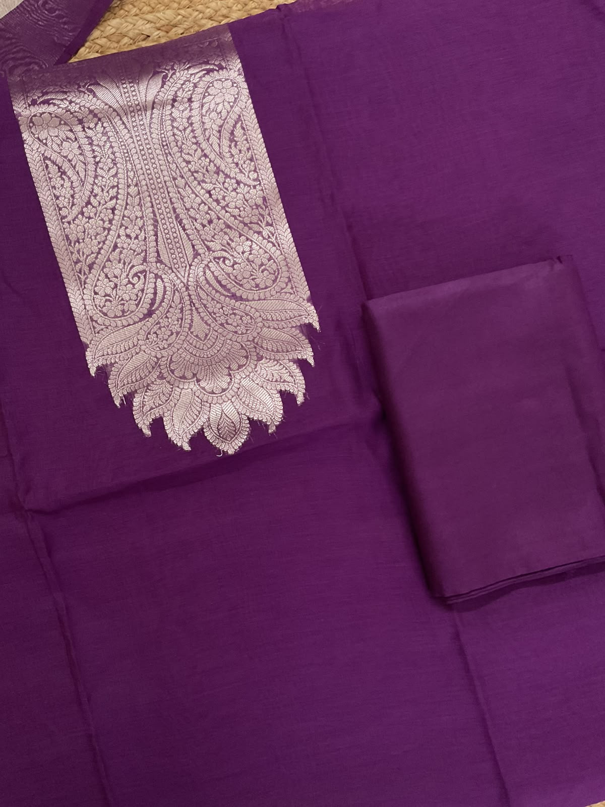 Pure Mul Chanderi Tissue Banarasi Weaved Suit - Violet