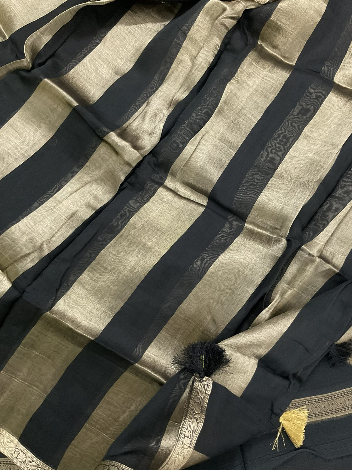 Pure Mul Chanderi Tissue Banarasi Weaved Suit - Black