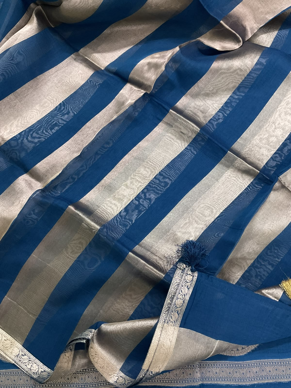 Pure Mul Chanderi Tissue Banarasi Weaved Suit - Blue