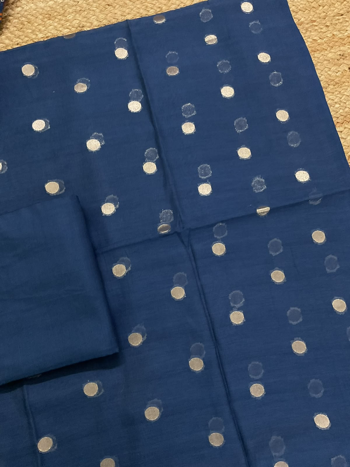 Pure Mul Chanderi Printed Banarasi Weaved Suit - Blue