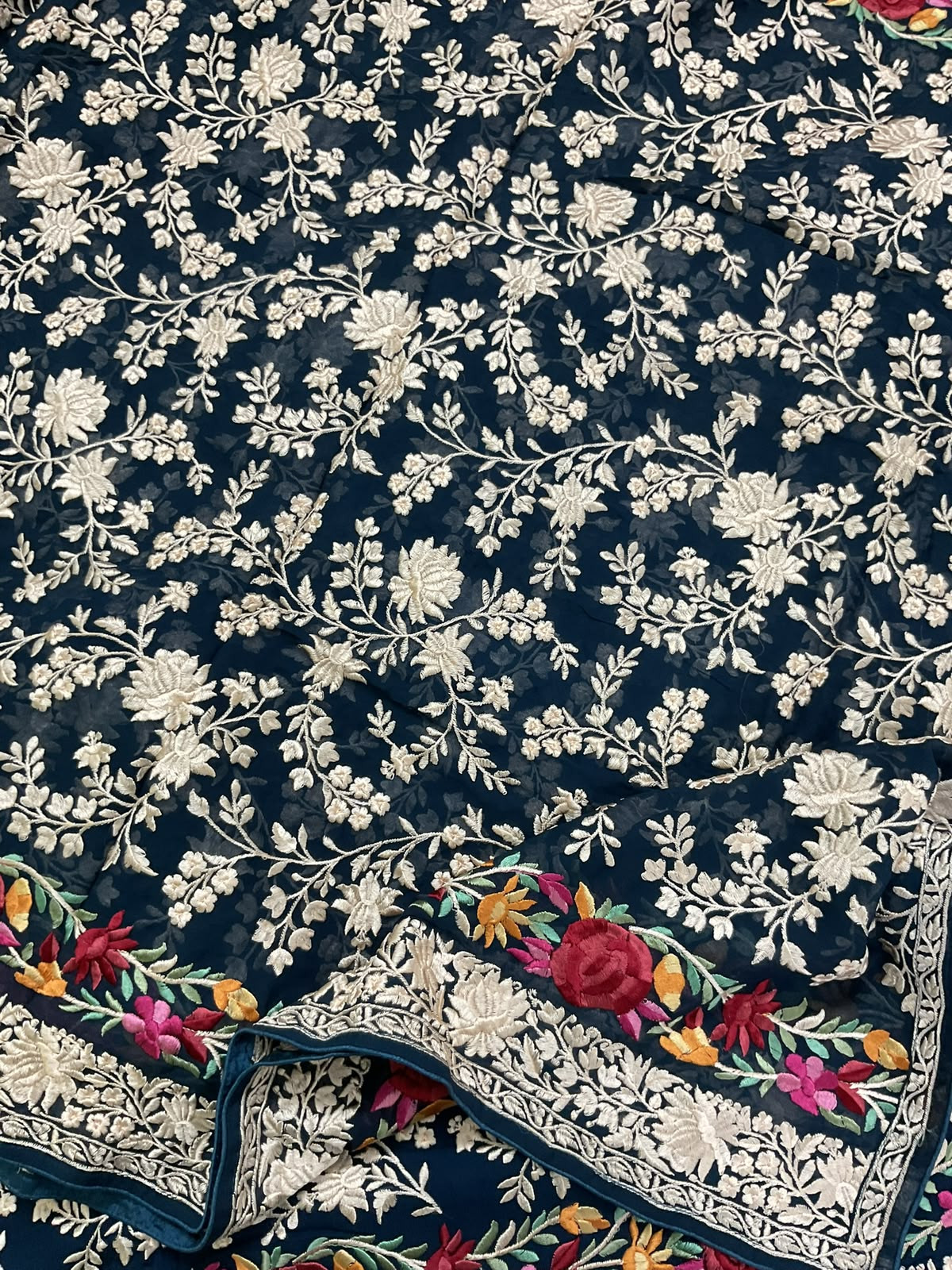 Pure Fine Georgette Embroidered Suit - Blue