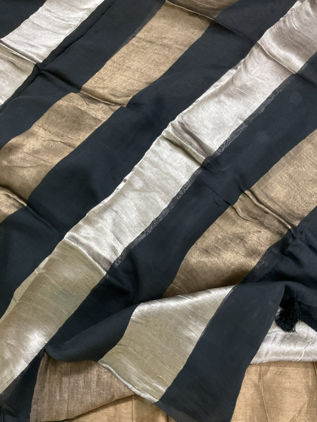 Pure Mul Chanderi Self Weaved Banarasi Weaved Suit - Black