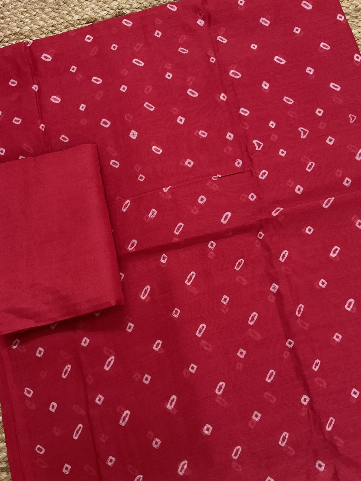 Pure Mul Chanderi Bandhani Suit - Red