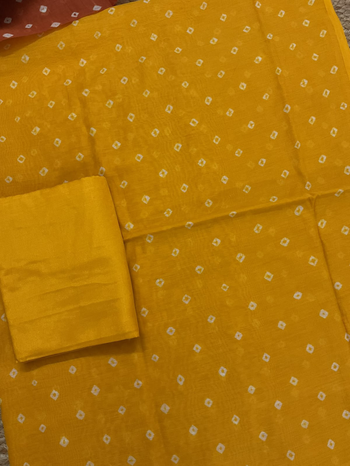 Pure Mul Chanderi Bandhani Suit - Yellow